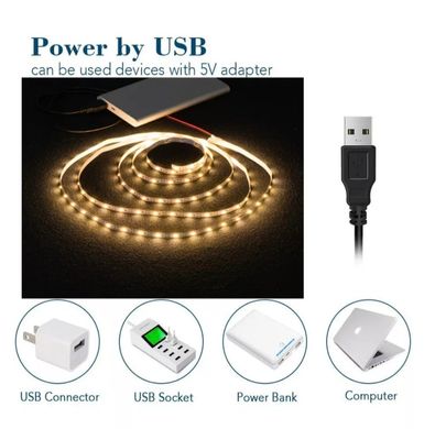 LED лента 0,5м USB (белое холодное свечение), Белый